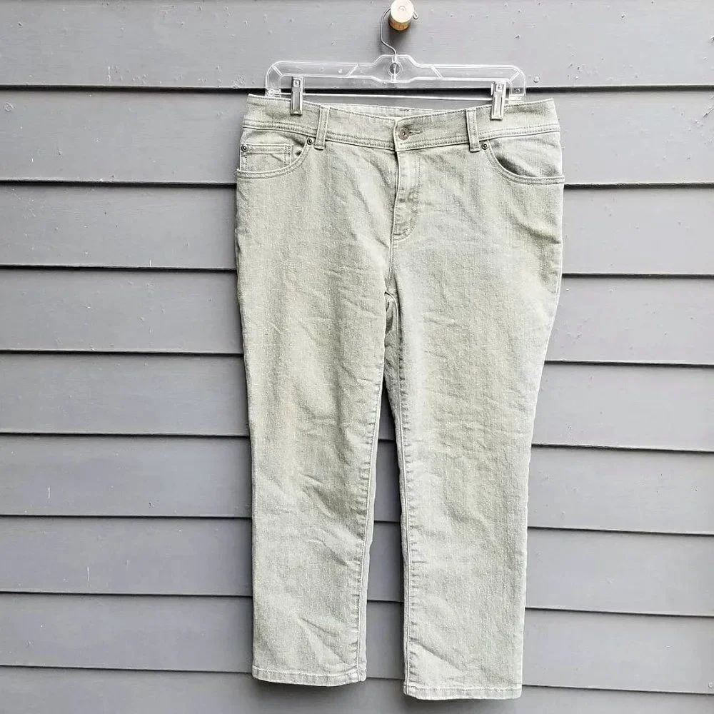 Chicos Olive Crop Jeans Size 1